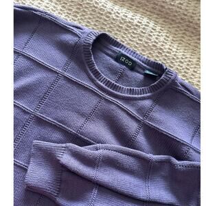 Vintage Purple Izod Sweater Made in Hong Kong 100% Cotton Large